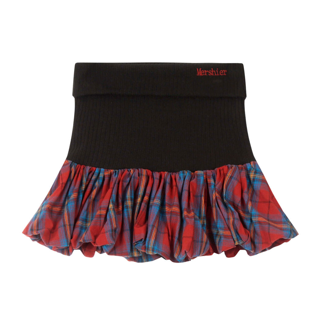 PLAID BALLOON SKIRT CHARMING AESTHETIC PLAID