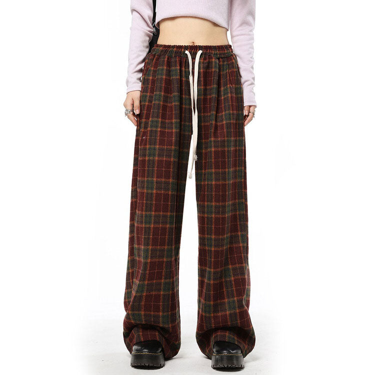 PLAID DRAWSTRING PANTS IN MAROON AND GREEN FOR MEN AND WOMEN