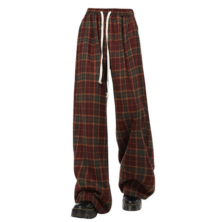 PLAID DRAWSTRING PANTS IN MAROON AND GREEN FOR MEN AND WOMEN