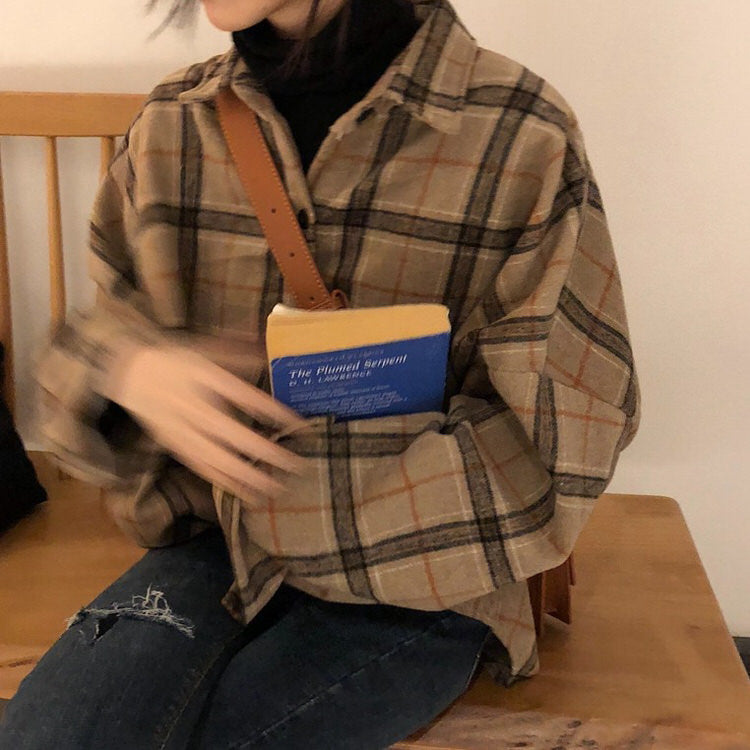 PLAID FLANNEL SHIRT WITH BOOK BAG SET FOR CASUAL WEAR