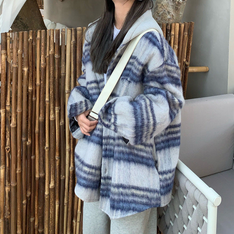 PLAID JACKET WITH HEADPHONES CASUAL WEAR FOR MEN AND WOMEN