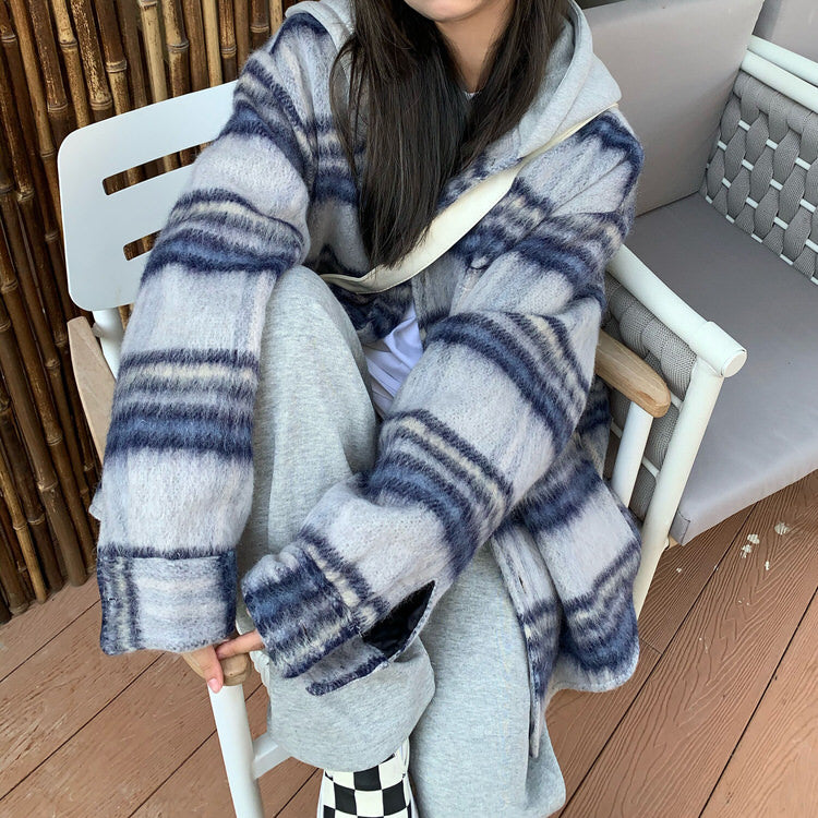 PLAID JACKET WITH HEADPHONES CASUAL WEAR FOR MEN AND WOMEN