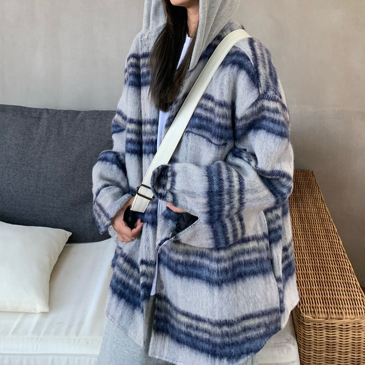 PLAID JACKET WITH HEADPHONES CASUAL WEAR FOR MEN AND WOMEN