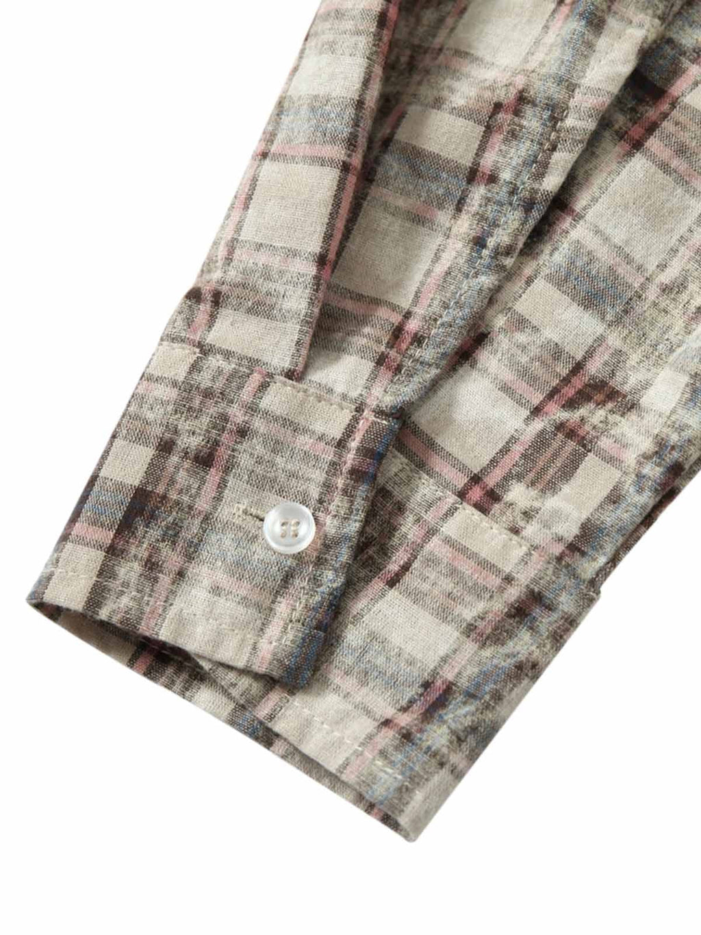 PLAID LONG SLEEVE SHIRT WITH GRAPHIC AND LAPEL COLLAR PRINTED DESIGN