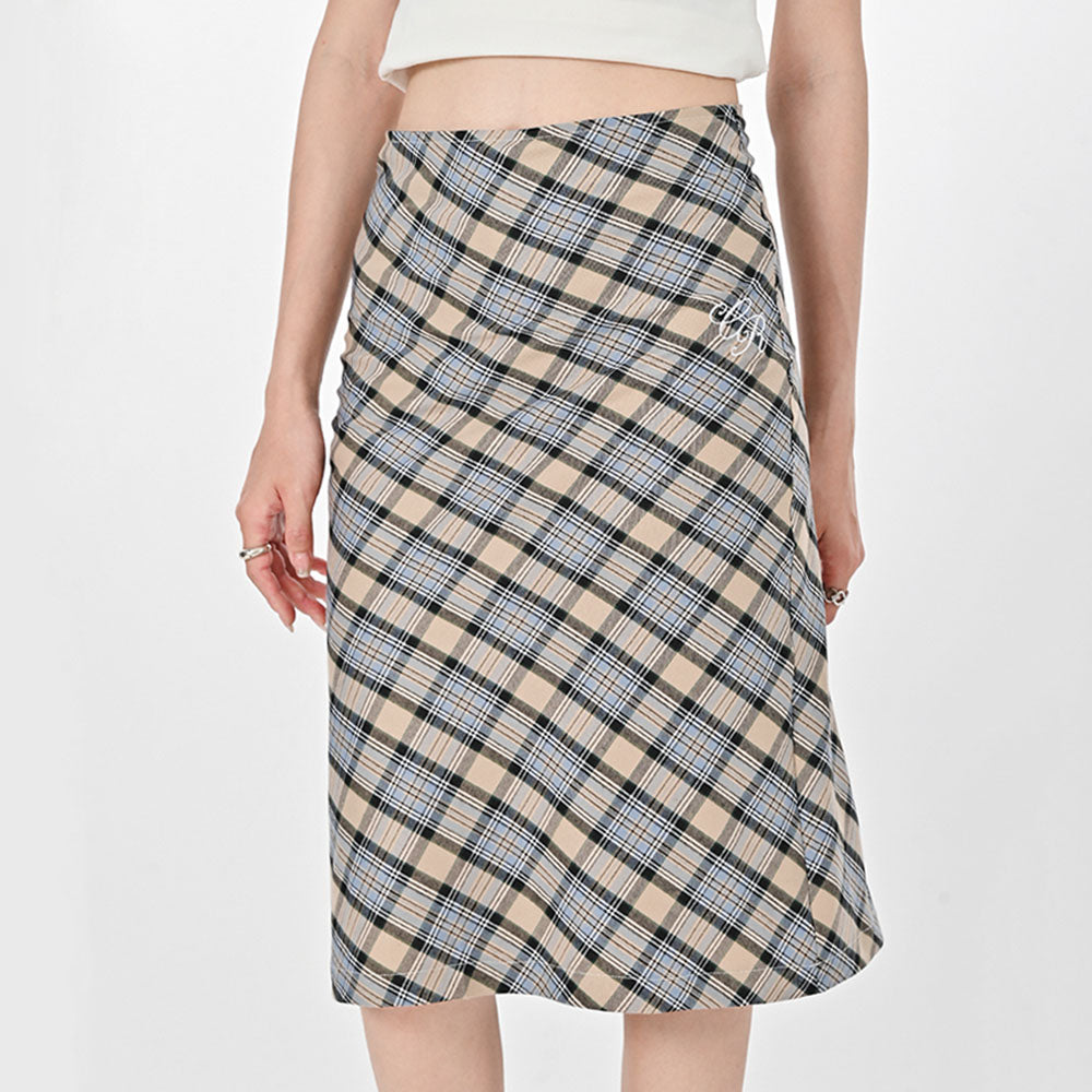 PLAID MIDI SKIRT ELEGANT CLASSIC PLAID KNEE-LENGTH SKIRT