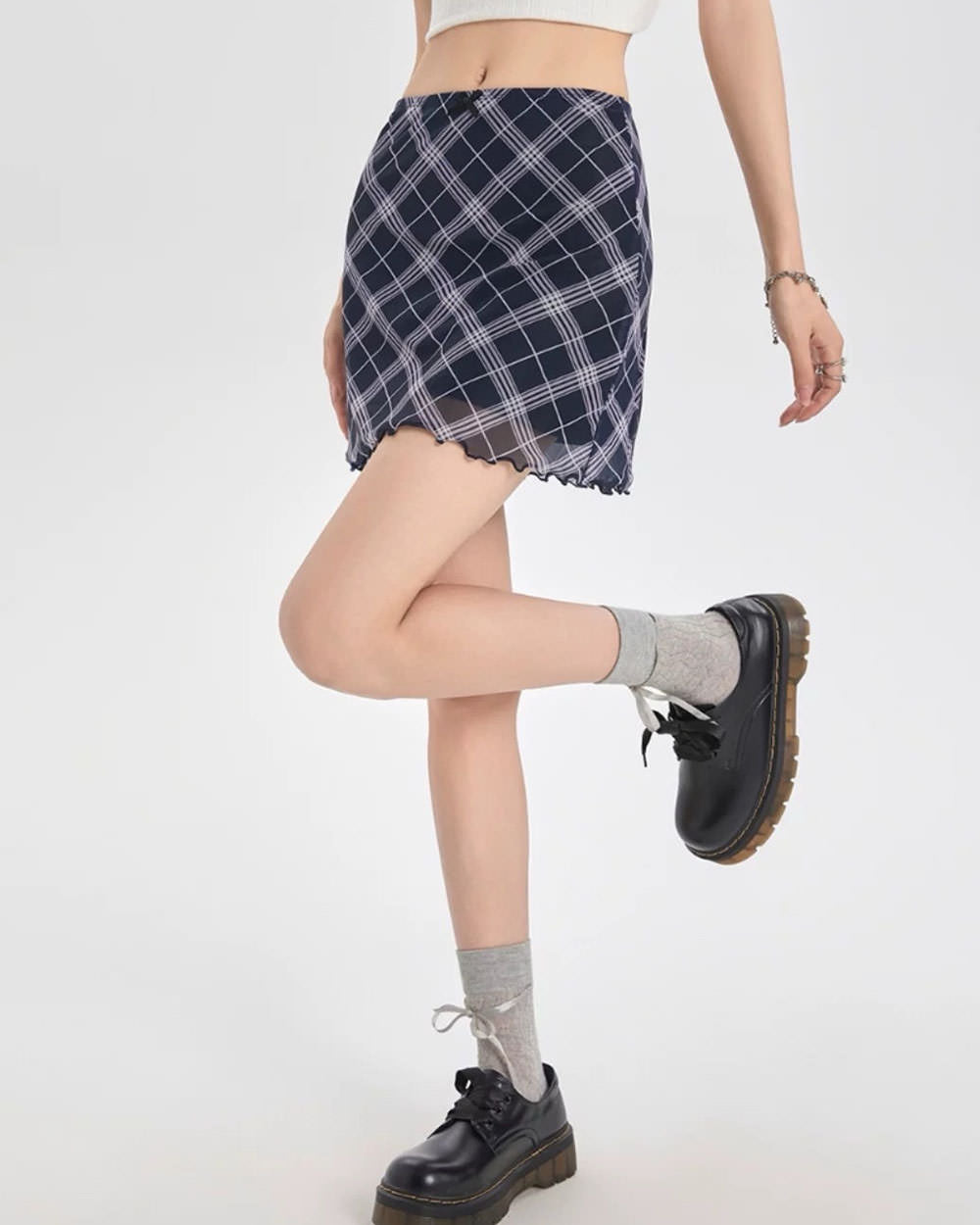 PLAID MINI SKIRT CHECKERED RUCHING MINI