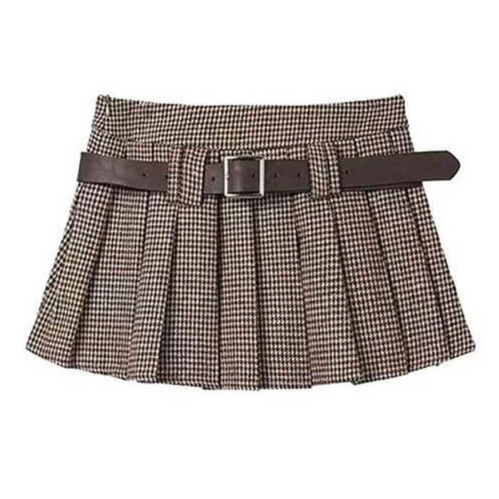 PLAID MINI SKIRT PREPPY PLEATED MINI SKIRT