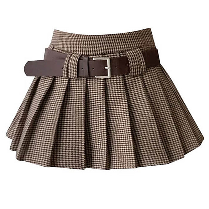 PLAID MINI SKIRT PREPPY PLEATED MINI SKIRT