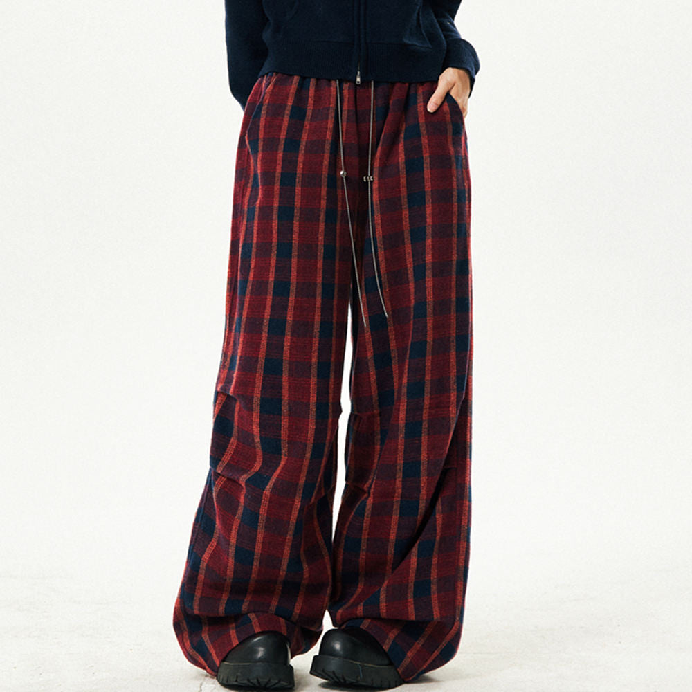PLAID PANTS RED NAVY ACADEMY PUNK PLAID
