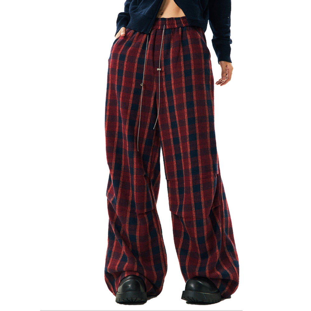 PLAID PANTS RED NAVY ACADEMY PUNK PLAID