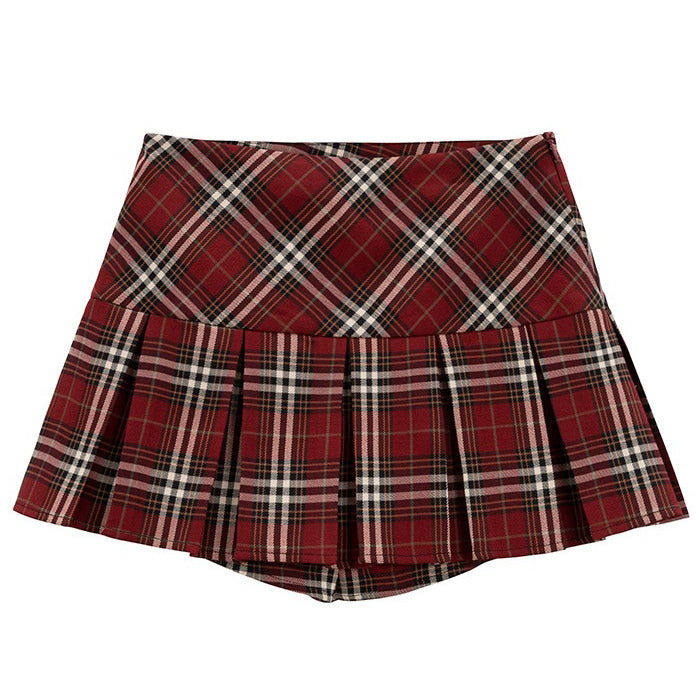 PLAID PLEATED MINI SKIRT PREPPY PLAID PATTERN