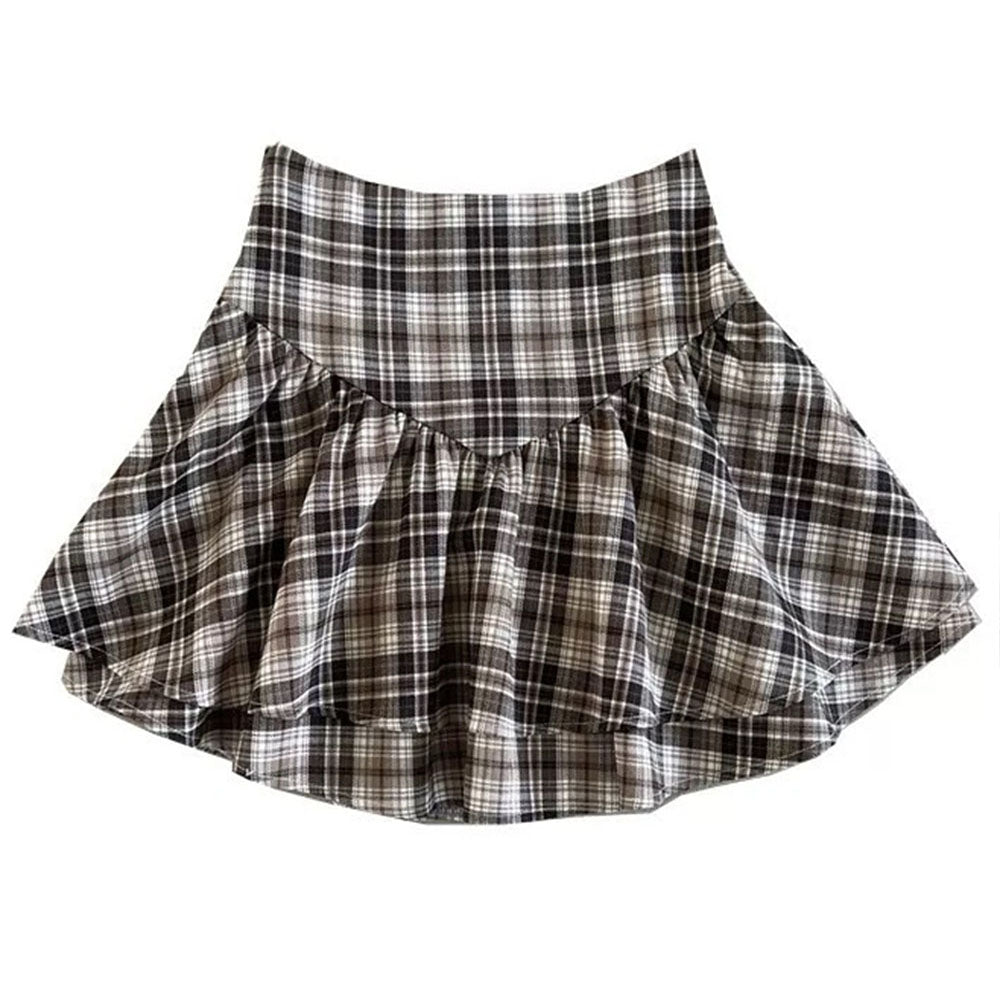 PLAID RUFFLE MINI SKIRT AESTHETIC PLAID
