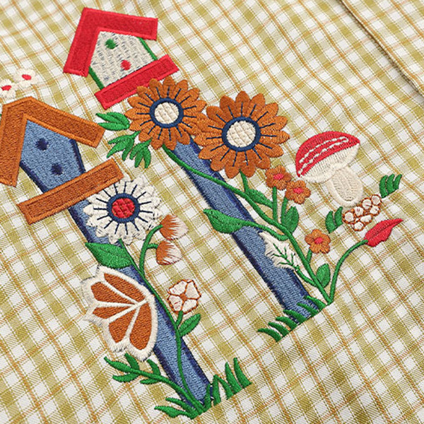 PLAID SHIRT WITH BIRDHOUSE EMBROIDERY FOR MEN AND WOMEN