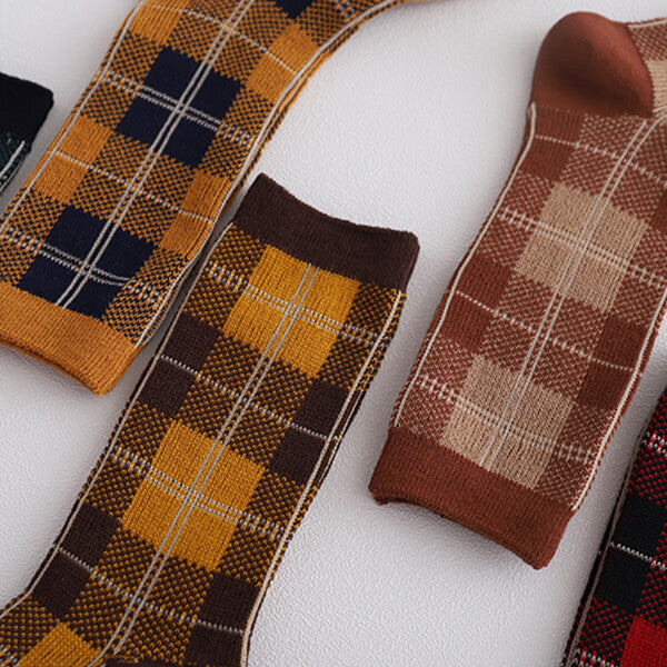PLAID SOCKS SET FIVE PAIRS FOR MEN AND WOMEN