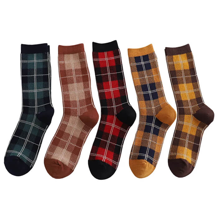PLAID SOCKS SET FIVE PAIRS FOR MEN AND WOMEN