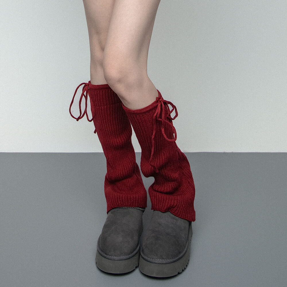 PLATFORM BOOTS WITH RIBBED LEG WARMERS SOFT GIRL STYLE