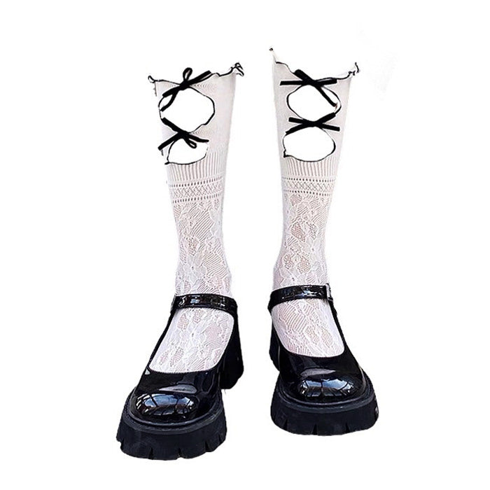 PLATFORM MARY JANE SHOES WITH LACE SOCKS SET