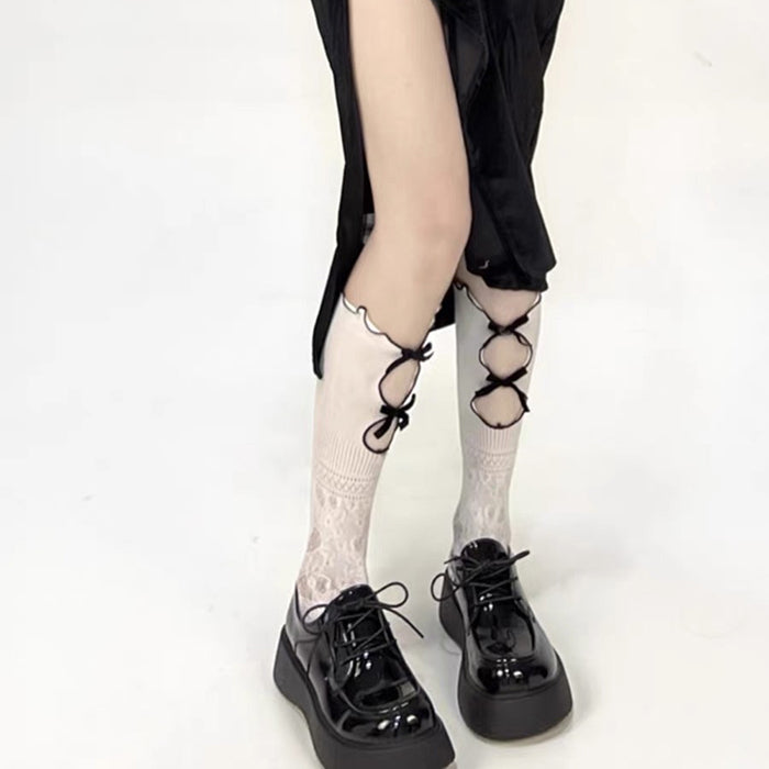 PLATFORM MARY JANE SHOES WITH LACE SOCKS SET