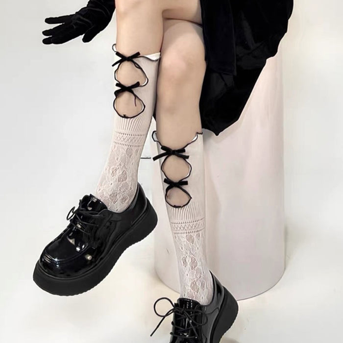 PLATFORM MARY JANE SHOES WITH LACE SOCKS SET