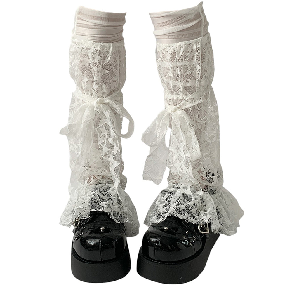 PLATFORM SHOES STAR GIRL LACE LEG WARMERS