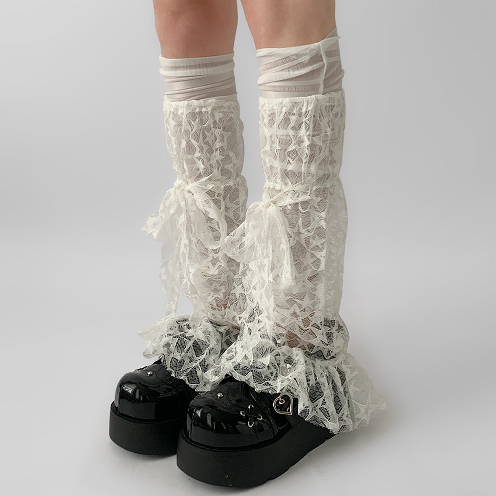 PLATFORM SHOES STAR GIRL LACE LEG WARMERS