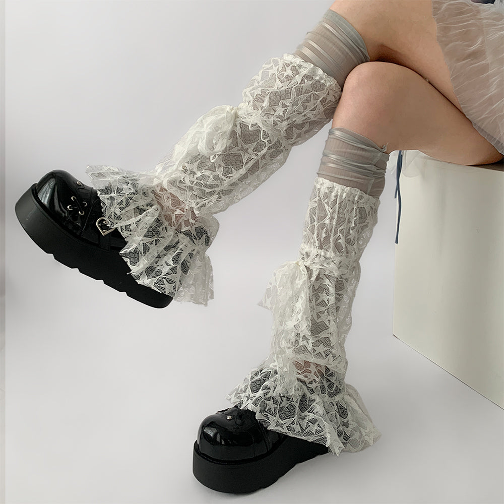 PLATFORM SHOES STAR GIRL LACE LEG WARMERS