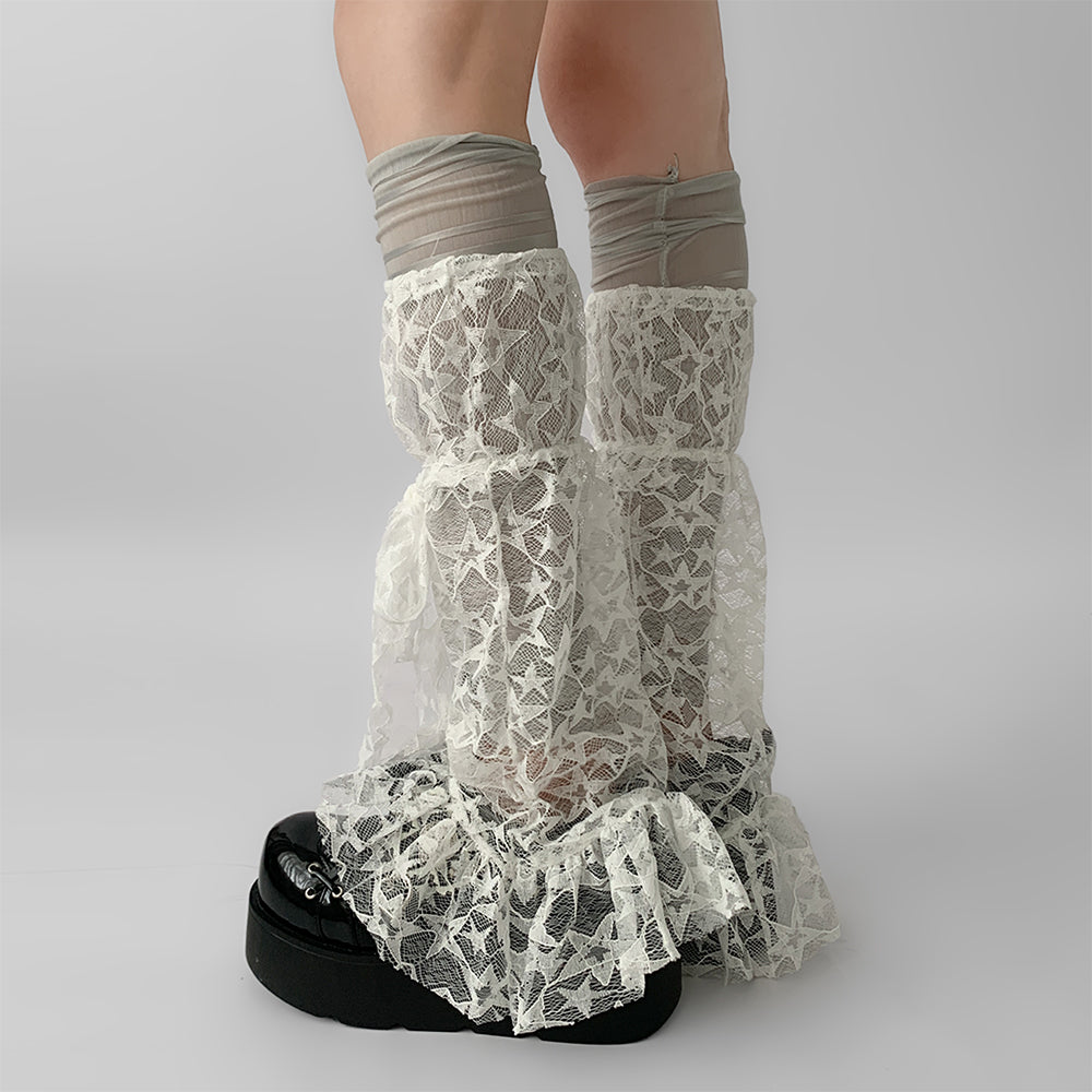 PLATFORM SHOES STAR GIRL LACE LEG WARMERS