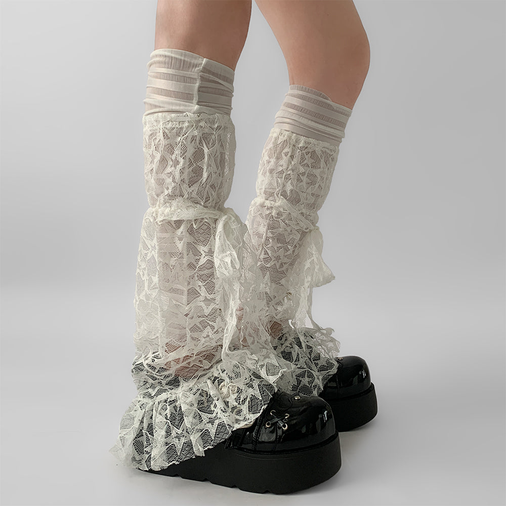 PLATFORM SHOES STAR GIRL LACE LEG WARMERS