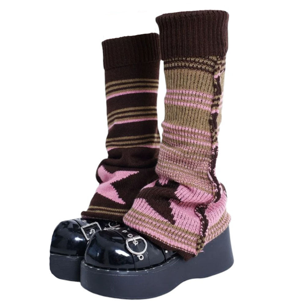PLATFORM SHOES WITH STAR GIRL STRIPED LEG WARMERS