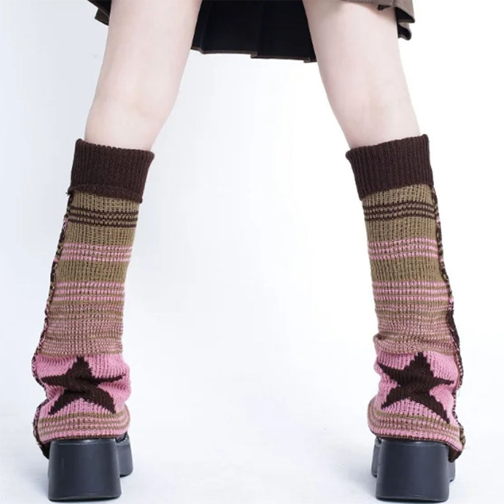 PLATFORM SHOES WITH STAR GIRL STRIPED LEG WARMERS