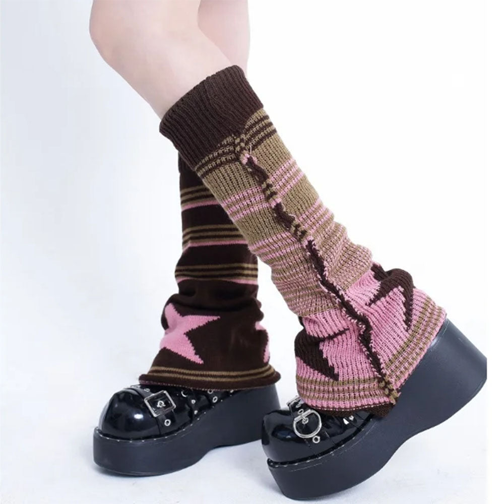 PLATFORM SHOES WITH STAR GIRL STRIPED LEG WARMERS