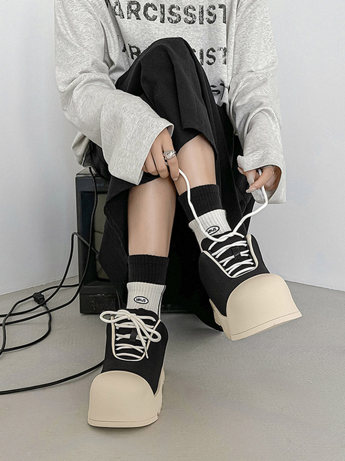 PLATFORM SNEAKERS WITH HEEL INCREASE AND WASHING MODE