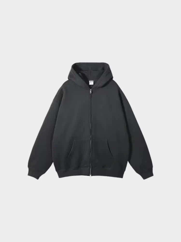 PREMIUM ZIP-UP HOODIE IN GRAY FOR CASUAL OUTFIT ESSENTIALS