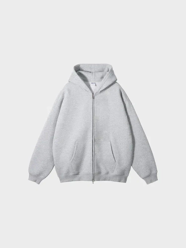 PREMIUM ZIP-UP HOODIE IN GRAY FOR CASUAL OUTFIT ESSENTIALS