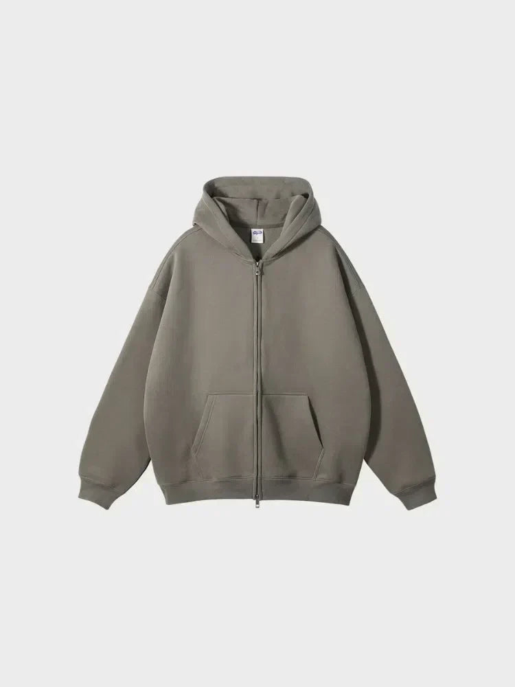 PREMIUM ZIP-UP HOODIE IN GRAY FOR CASUAL OUTFIT ESSENTIALS