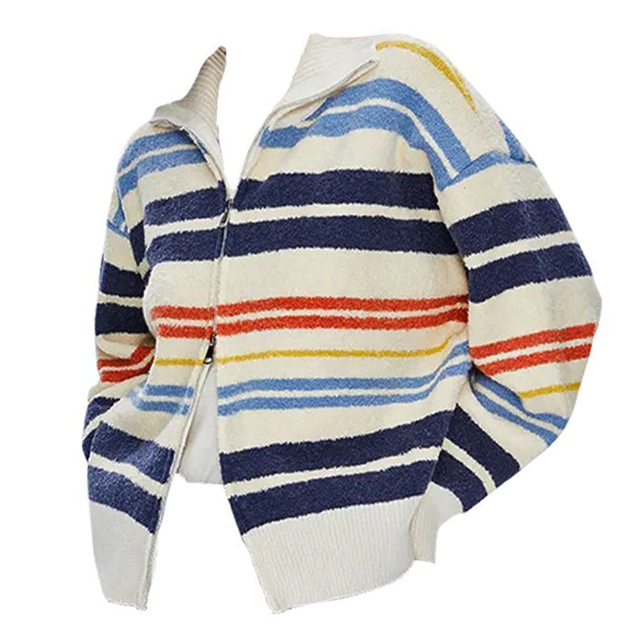 PREP SCHOOL STRIPED ZIP-UP CARDIGAN FOR SCHOOL UNIFORMS