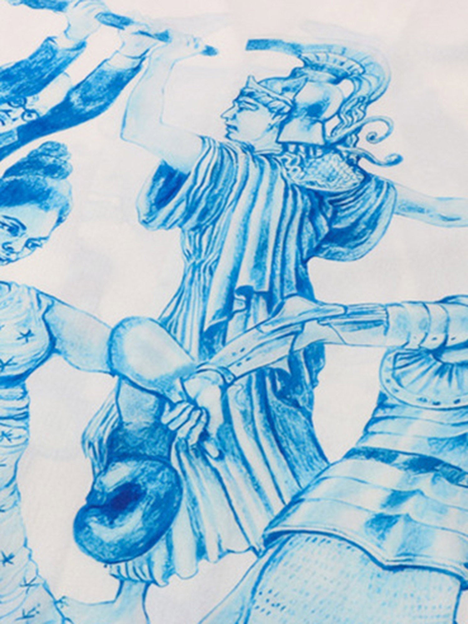 PRINTED RAP BEACH SHIRT AND SHORTS SET IN BLUE AND WHITE PATTERN