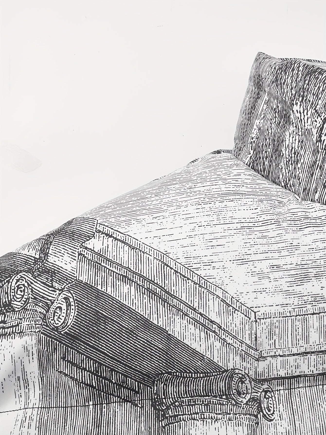 PUFFER JACKET WITH LAST SUPPER PRINT AND CASUAL MANDARIN COLLAR