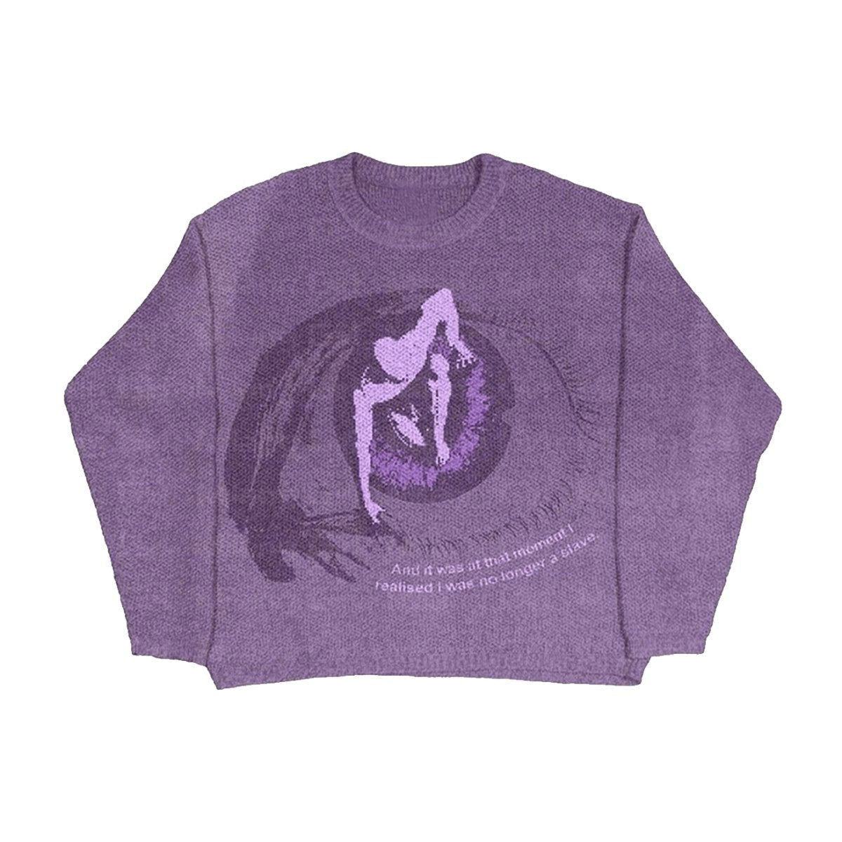PURPLE SWEATSHIRT WITH EYE GRAPHIC - KNIT SPACE VIZION