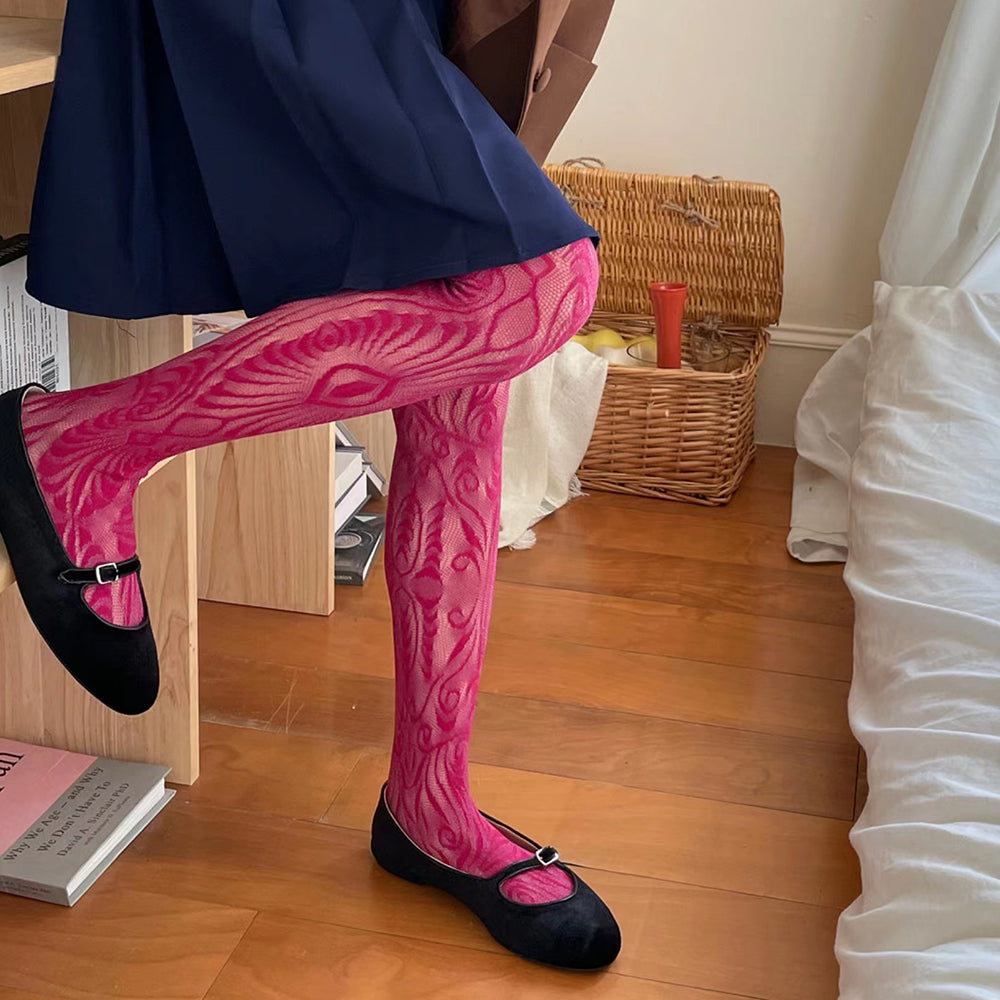 PURPLE WAVY LINE TIGHTS: AESTHETIC LEGWEAR