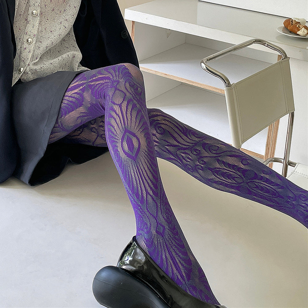 PURPLE WAVY LINE TIGHTS: AESTHETIC LEGWEAR