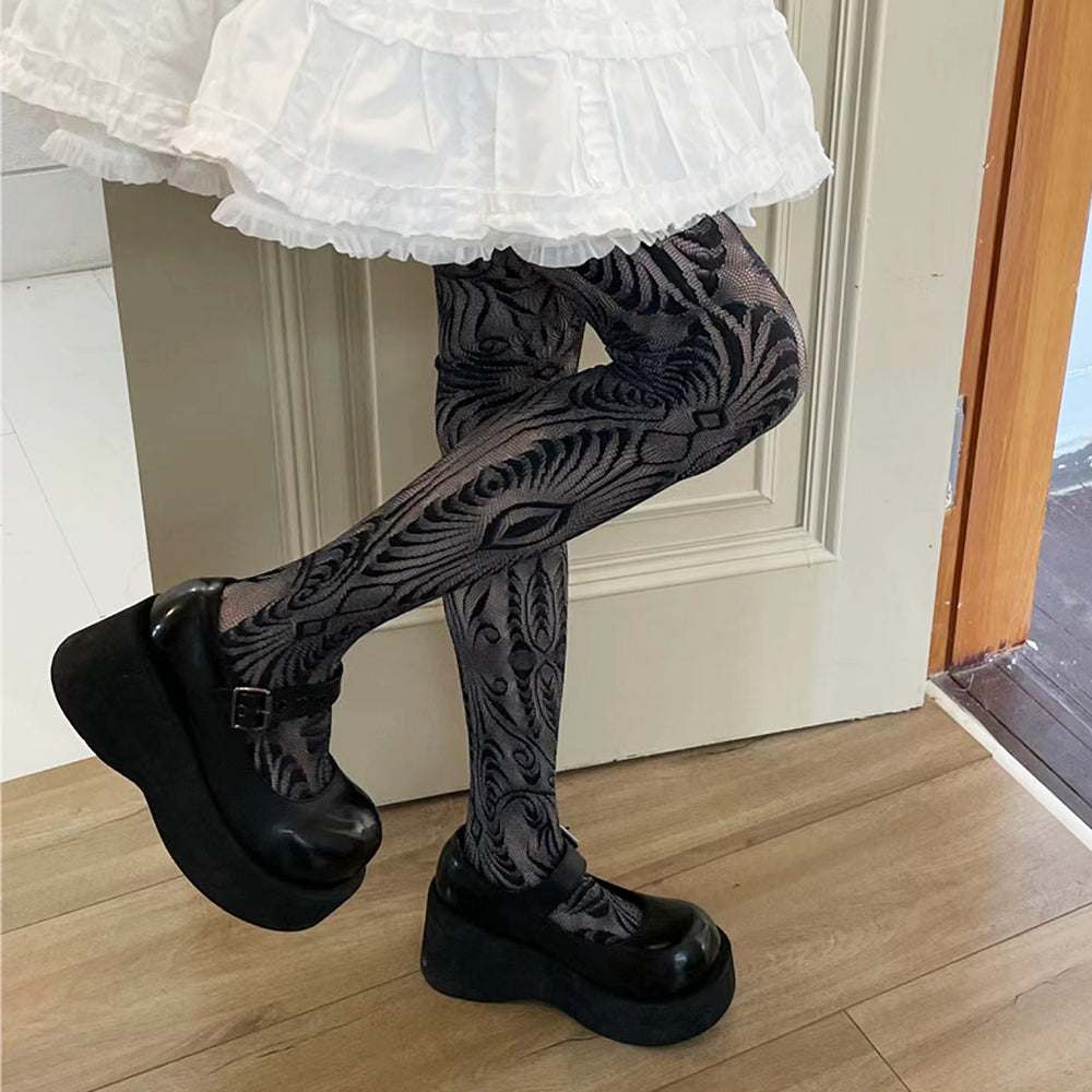 PURPLE WAVY LINE TIGHTS: AESTHETIC LEGWEAR