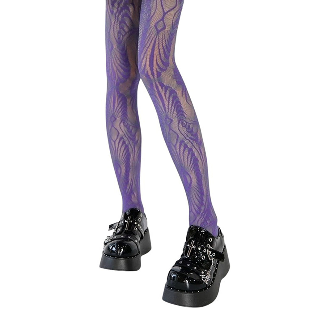 PURPLE WAVY LINE TIGHTS: AESTHETIC LEGWEAR