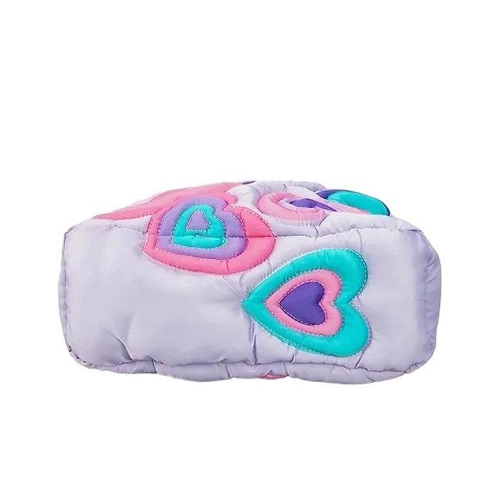 QUILTED HEART-PATTERNED PUFFER SHOULDER BAG FOR WOMEN