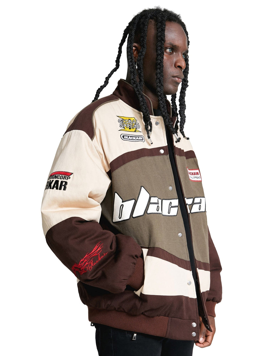 RACING JACKET BROWN BEIGE CASUAL PRINTED DAILY WEAR