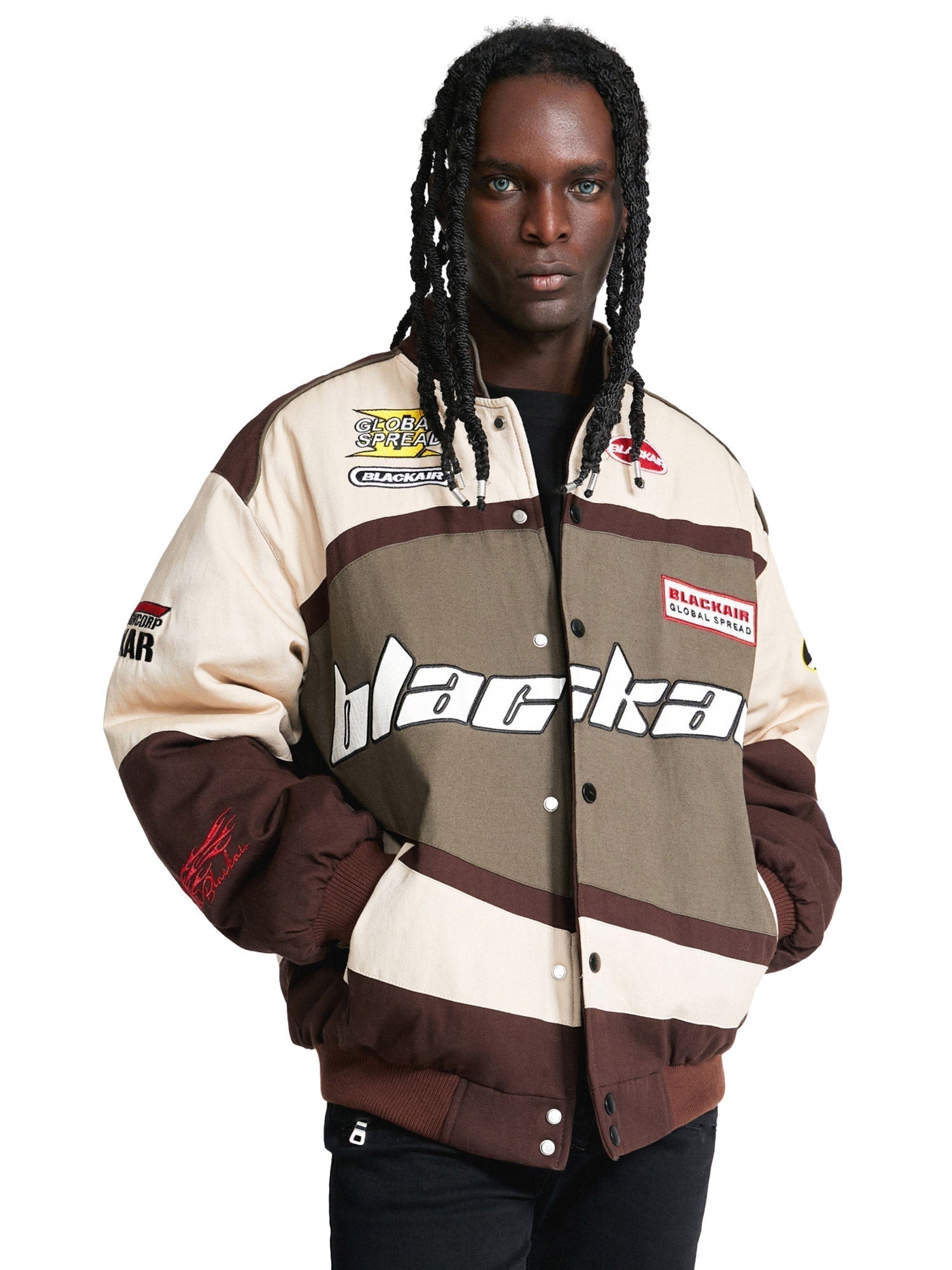 RACING JACKET BROWN BEIGE CASUAL PRINTED DAILY WEAR