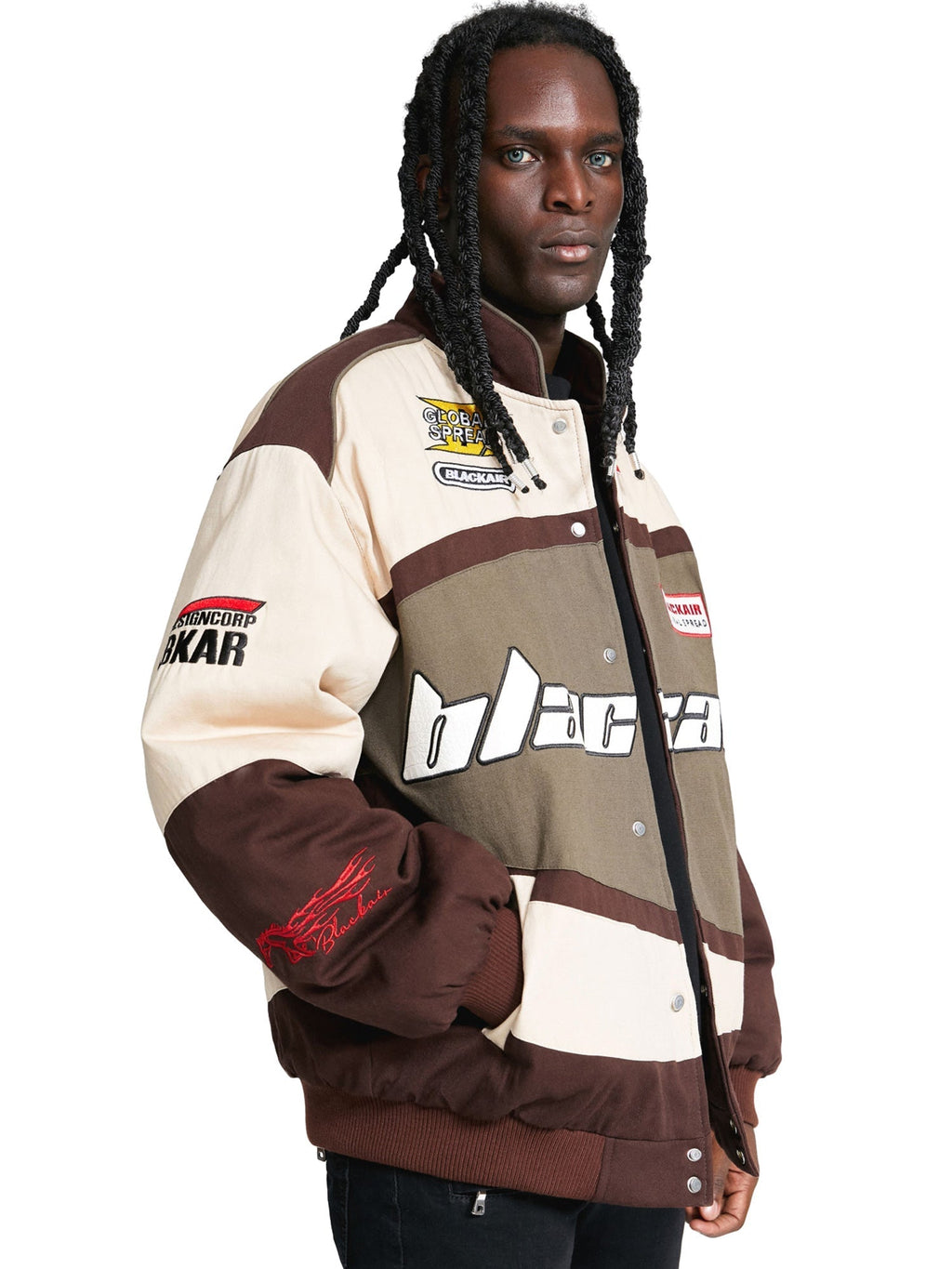 RACING JACKET BROWN BEIGE CASUAL PRINTED DAILY WEAR