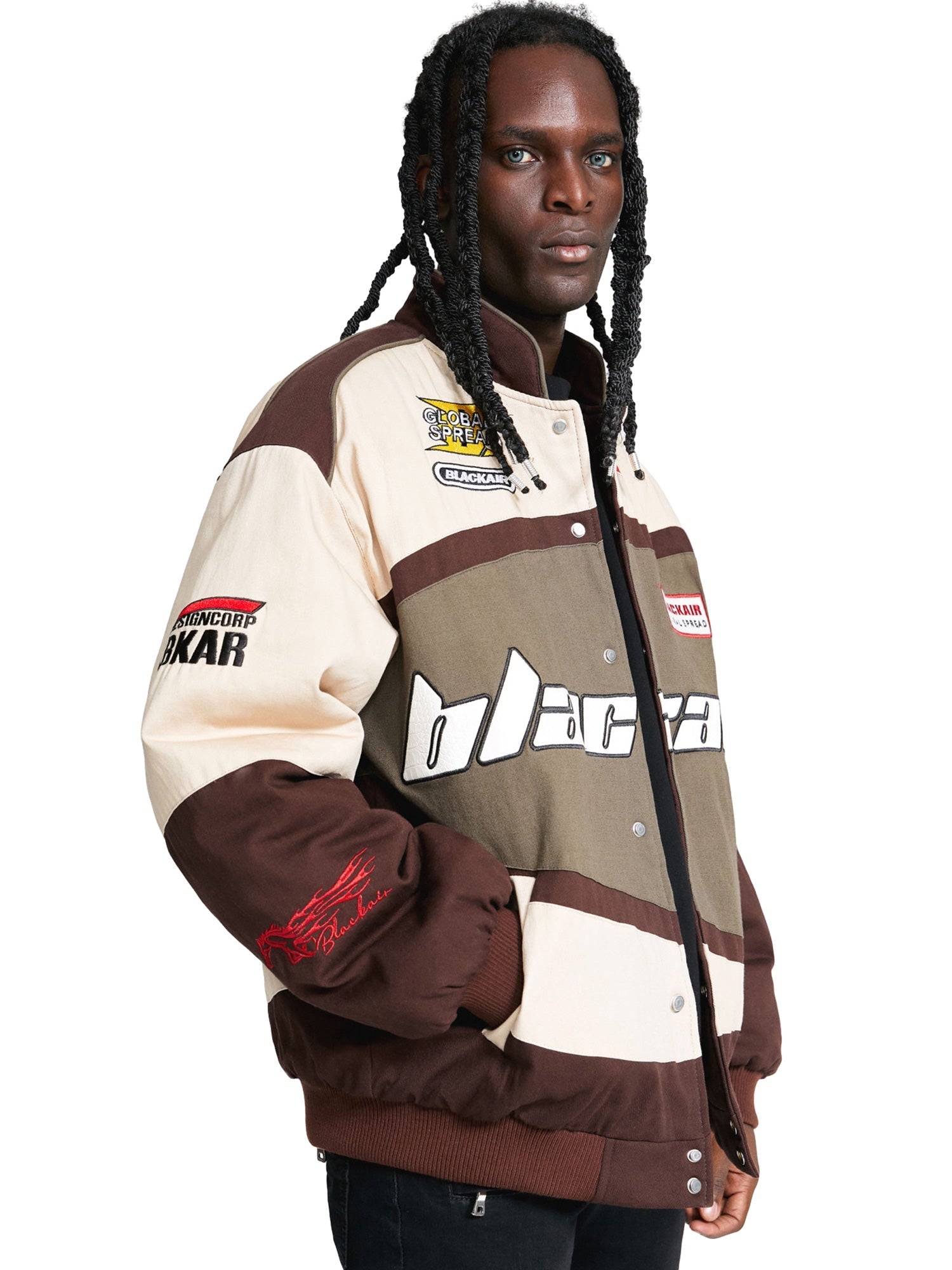 RACING JACKET BROWN BEIGE CASUAL PRINTED DAILY WEAR