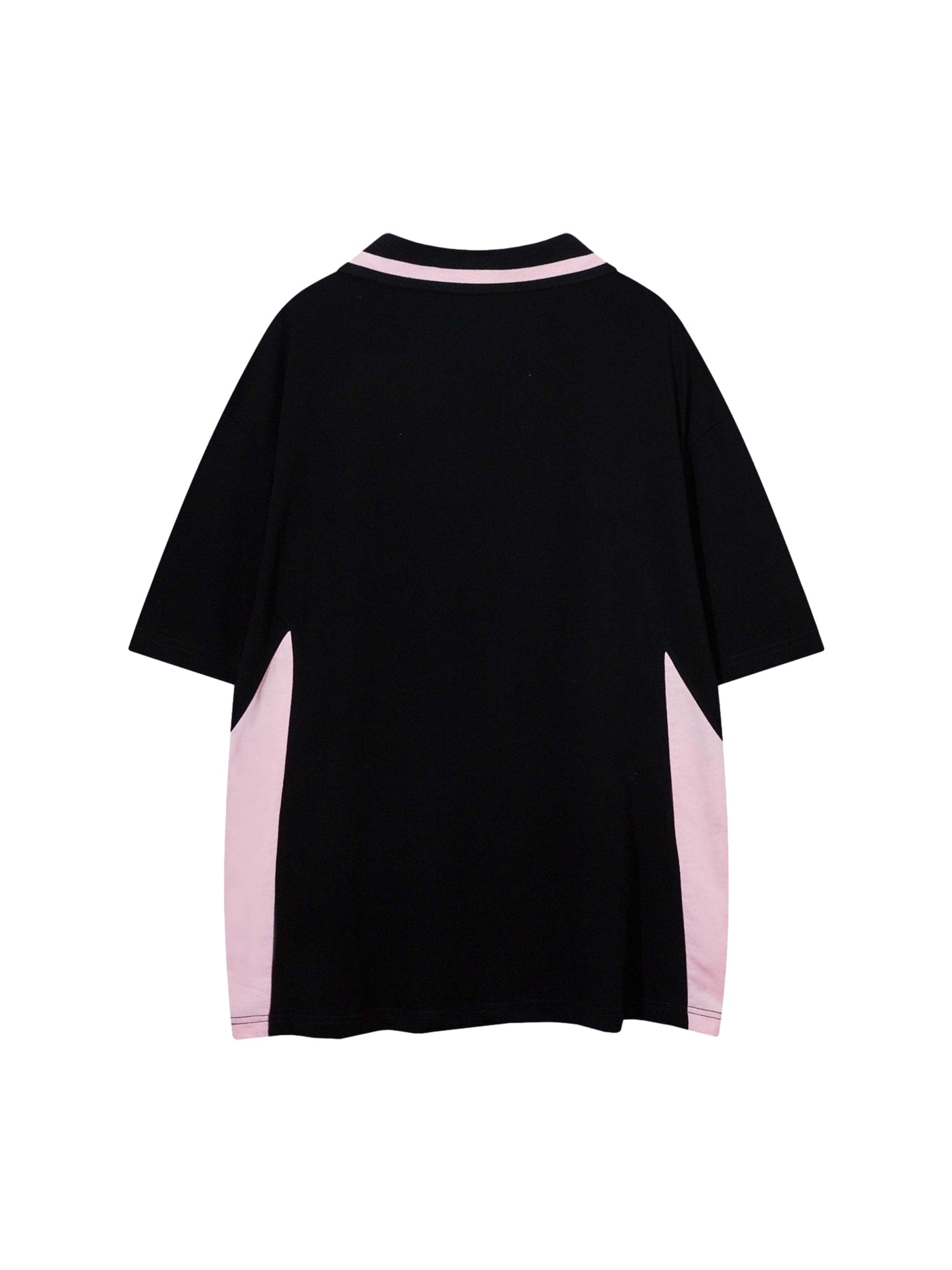 RACING-STYLE SHORT SLEEVE T-SHIRT IN BLACK AND PINK