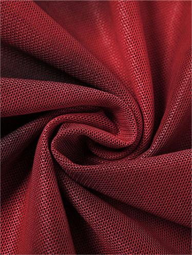 RED AND BLACK MESH BODYCON MAXI DRESS WITH HIGH LEG CUT